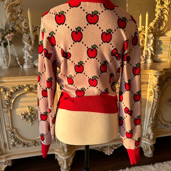 HELLO KITTY X SMAK PARLOUR PINK & RED APPLE CARDIGAN size small - Picture 10 of 13